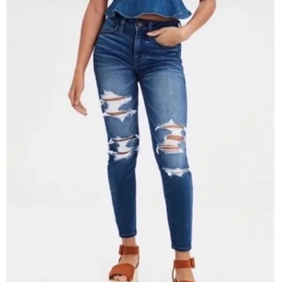 American Eagle Jegging Women's Size 4 Distressed High-Rise Next Level Stretch - Picture 1 of 16